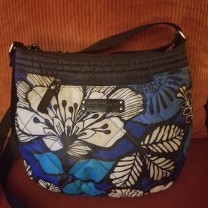 VERA BRADLEY blue Floral Polyester  Crossbody Purse Bag